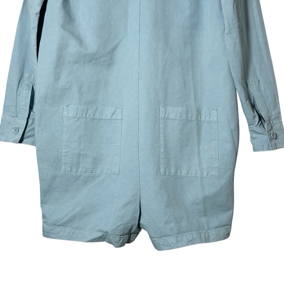 Hatch The Utility Maternity Romper Sky Blue Cotton Linen Size 0 - Picture 9 of 10